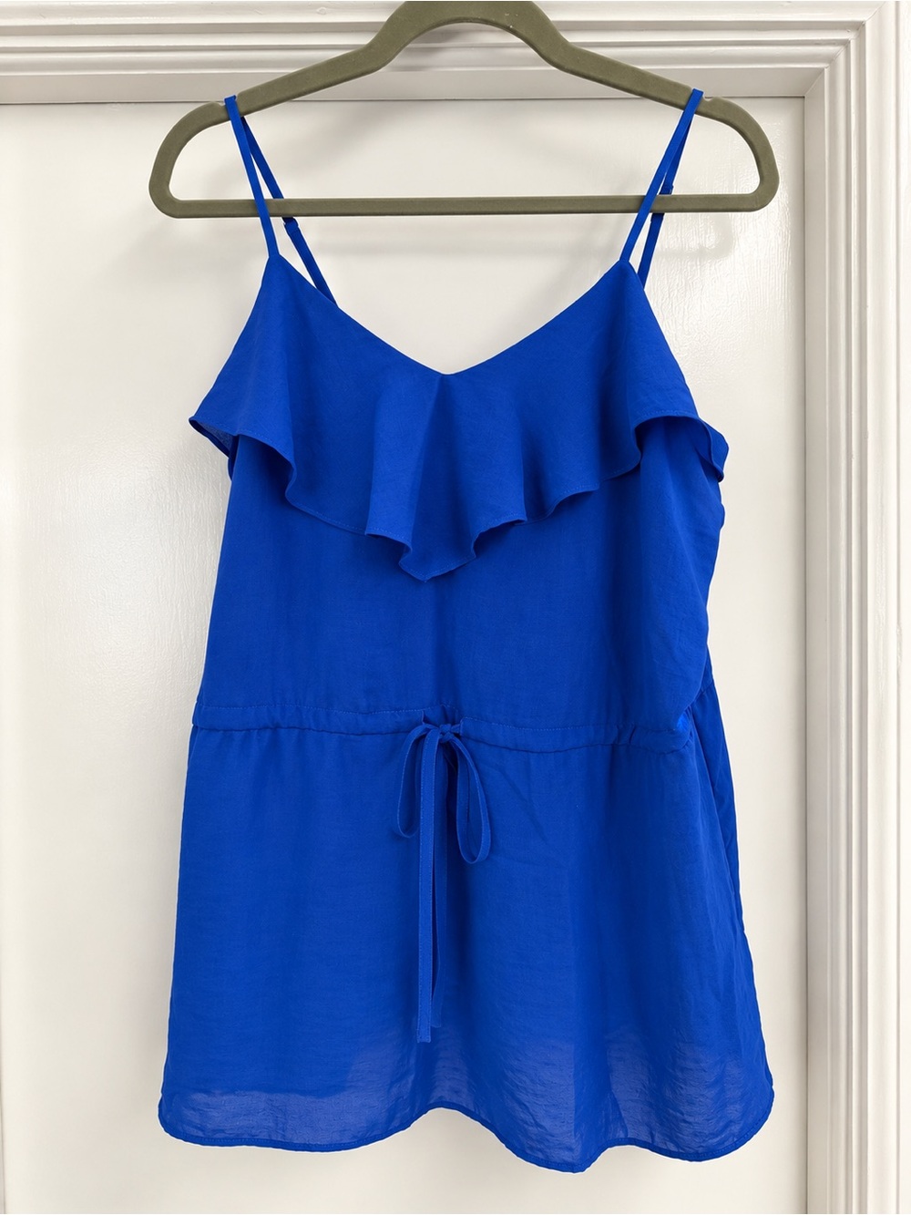 Banana Republic Royal Blue Ruffle Camisole with Drawstring, Size Small
